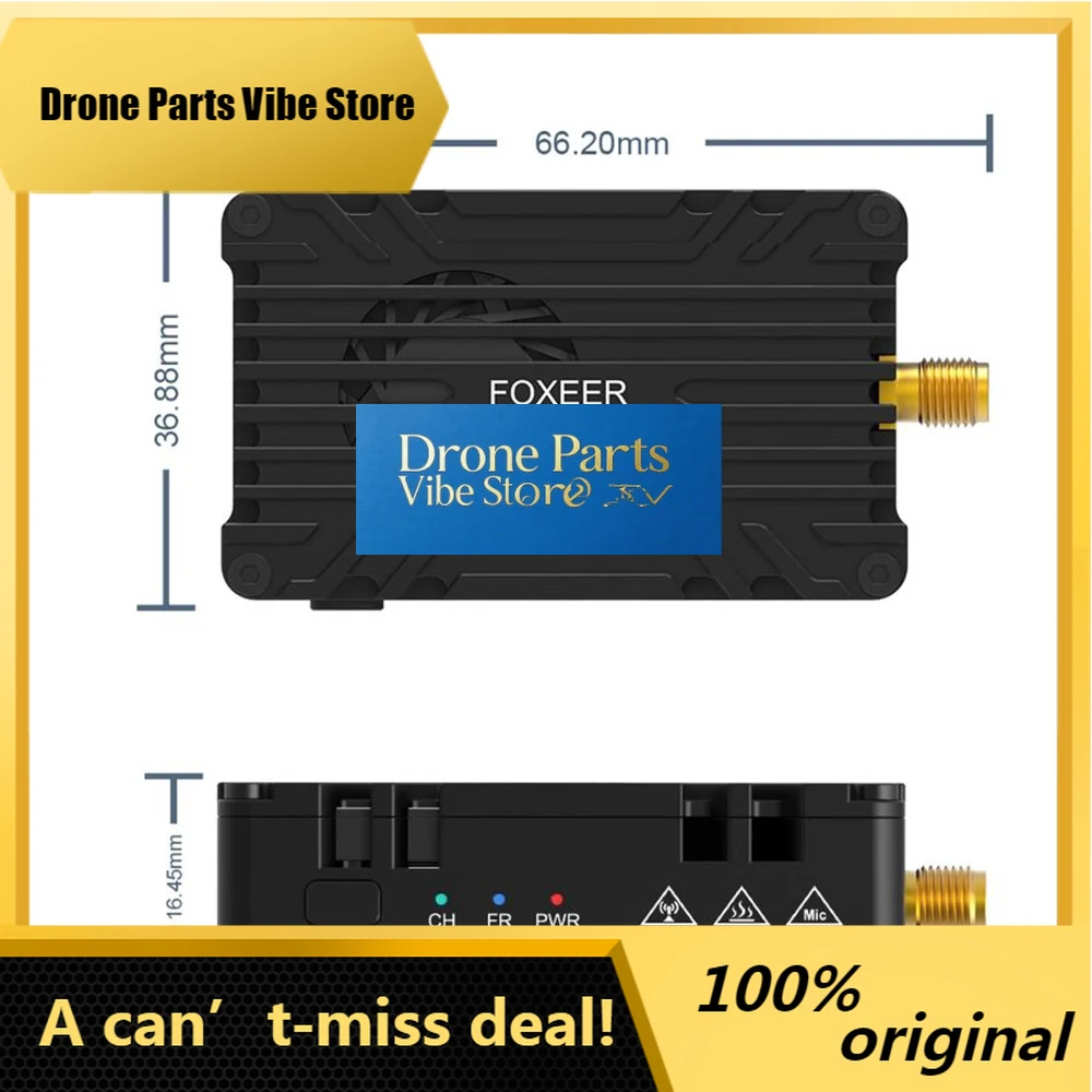 DronePFOXEER 5W 5.8GHz FPV Video Transmitter,80CH Long Range FPV TX,SMA Antenna 9-36V Input Double Click Pit Mode,20x20mm,For RC
DronePFOXEER 5W 5.8GHz FPV Video Transmitter,80CH Long Range FPV TX,SMA Antenna 9-36V Input Double Click Pit Mode,20x20mm,For RC