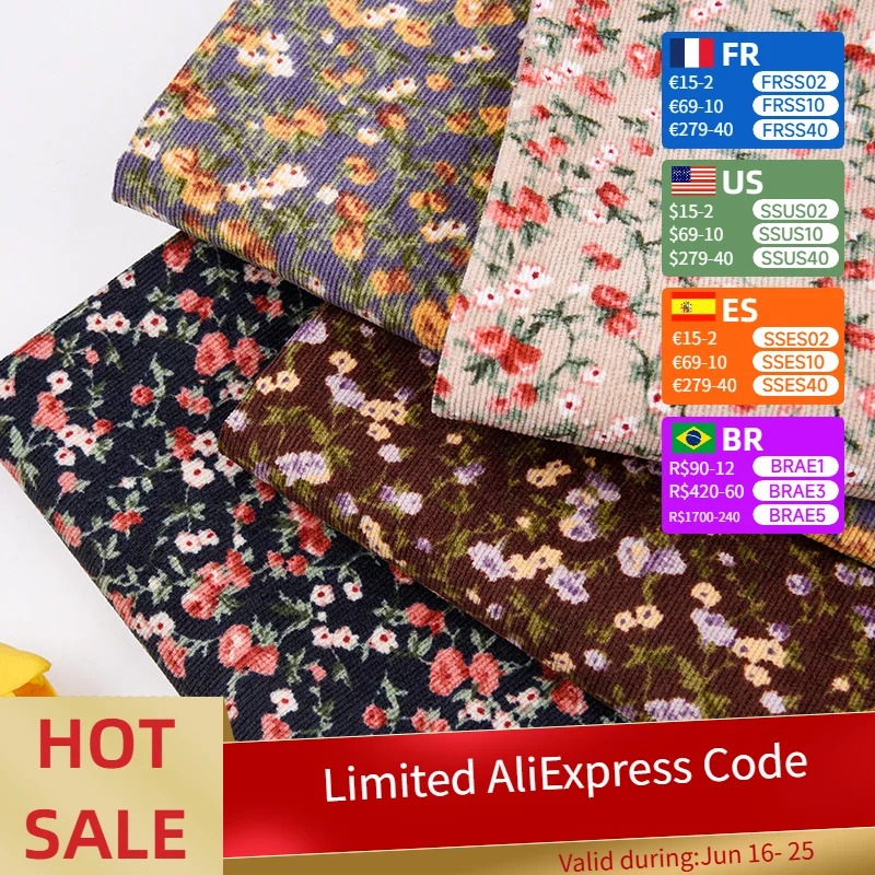 Floral Print Corduroy Fabric - Polyester/Nylon Blend for Women's Casual Wear & DIY Sewing (by Meter)
Floral Print Corduroy Fabric - Polyester/Nylon Blend for Women's Casual Wear & DIY Sewing (by Meter)