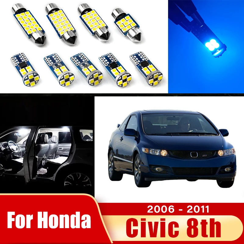 11 шт. автомобильных светодиодных ламп для Honda Civic 8-го поколения 2006-2011 годов, внутренние лампы для чтения, освещение багажника, аксессуары
11 шт. автомобильных светодиодных ламп для Honda Civic 8-го поколения 2006-2011 годов, внутренние лампы для чтения, освещение багажника, аксессуары
