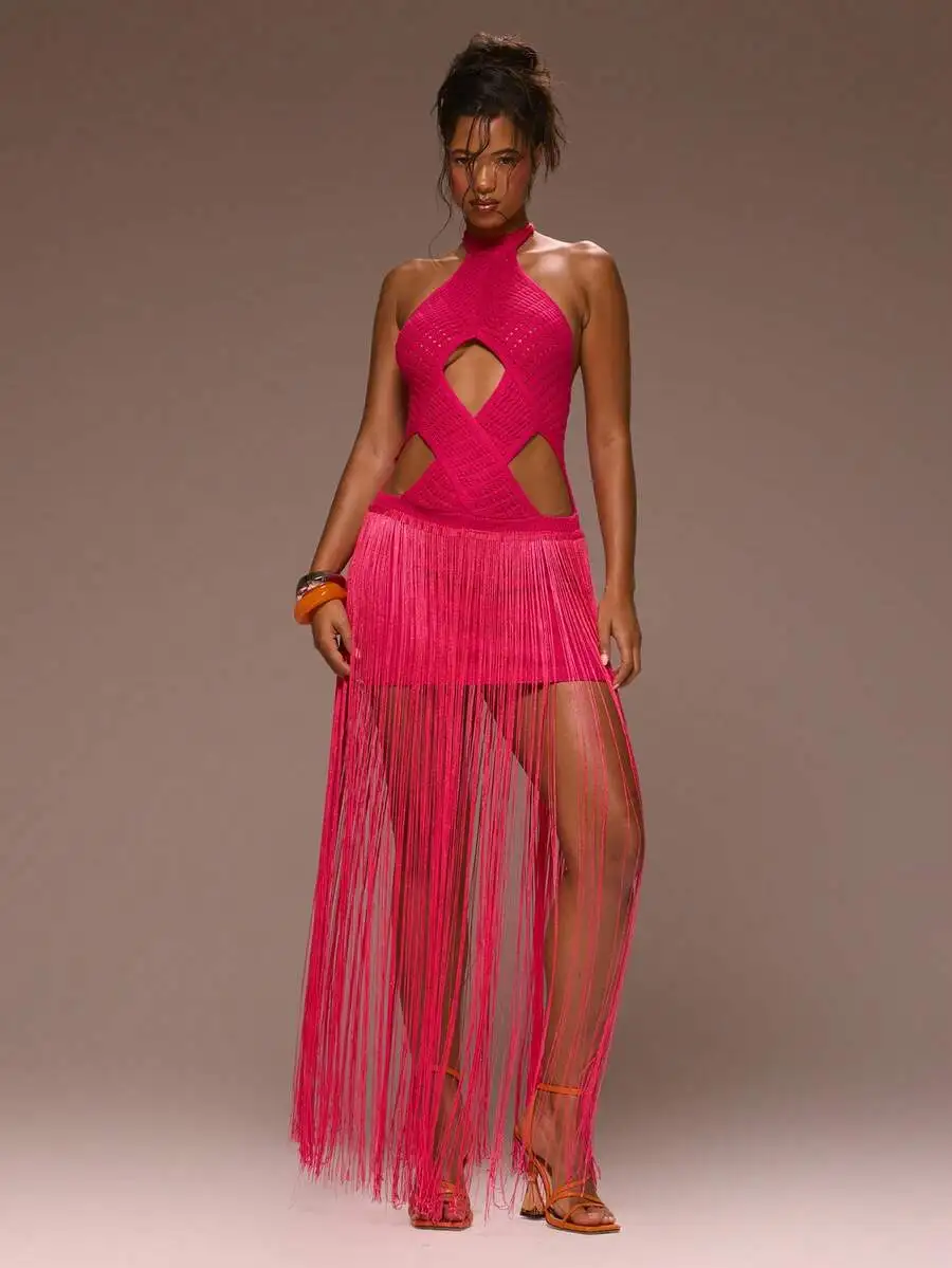 Crochet Knit Crossover Cut Out Long Fringe Dress For Women Spring Summer Vacation Night Out
Crochet Knit Crossover Cut Out Long Fringe Dress For Women Spring Summer Vacation Night Out