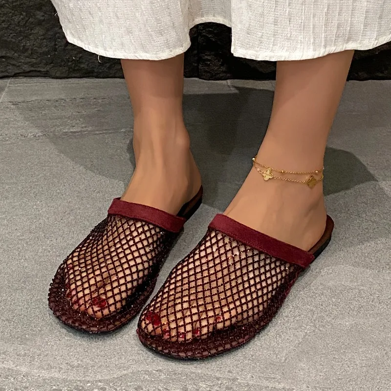 Rhinestone Mesh Breathable Flat Sandals Fashion Round Toe Deep Mouth Soft Sole Non-Slip Wrapped Toe Slippers
Rhinestone Mesh Breathable Flat Sandals Fashion Round Toe Deep Mouth Soft Sole Non-Slip Wrapped Toe Slippers