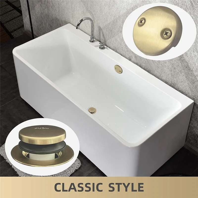 Bathtub Drain Gold Tip Toe Bath Tub Drain Kit with Two-Hole Overflow Faceplate, Bath Tub Drain Set Replacement AssemblyJAS
Bathtub Drain Gold Tip Toe Bath Tub Drain Kit with Two-Hole Overflow Faceplate, Bath Tub Drain Set Replacement AssemblyJAS