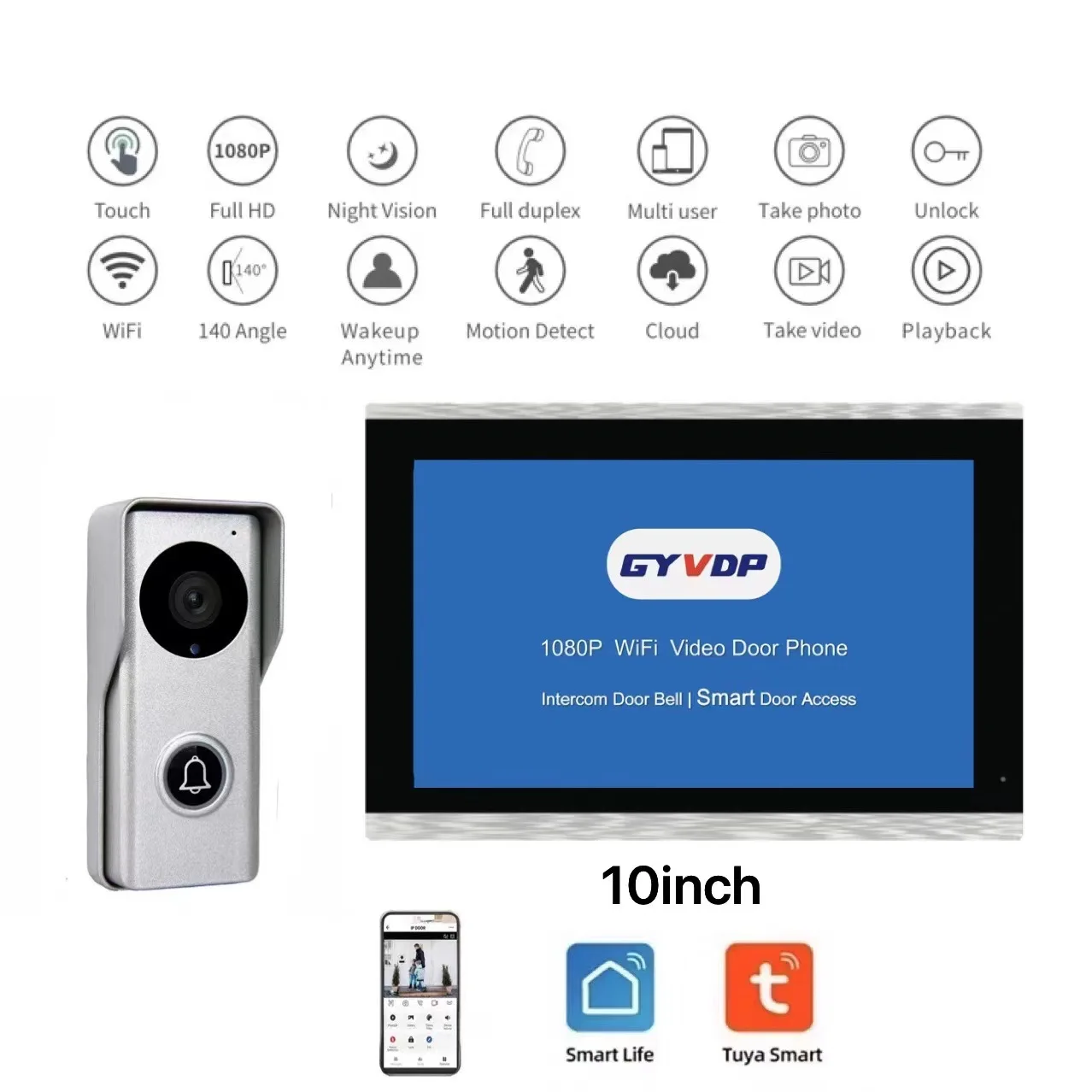 Умный видеодомофон Tuya, дверной звонок, поддержка мобильного телефона Wi-Fi, дистанционное управление видео, 10-дюймовый сенсорный экран
Умный видеодомофон Tuya, дверной звонок, поддержка мобильного телефона Wi-Fi, дистанционное управление видео, 10-дюймовый сенсорный экран
