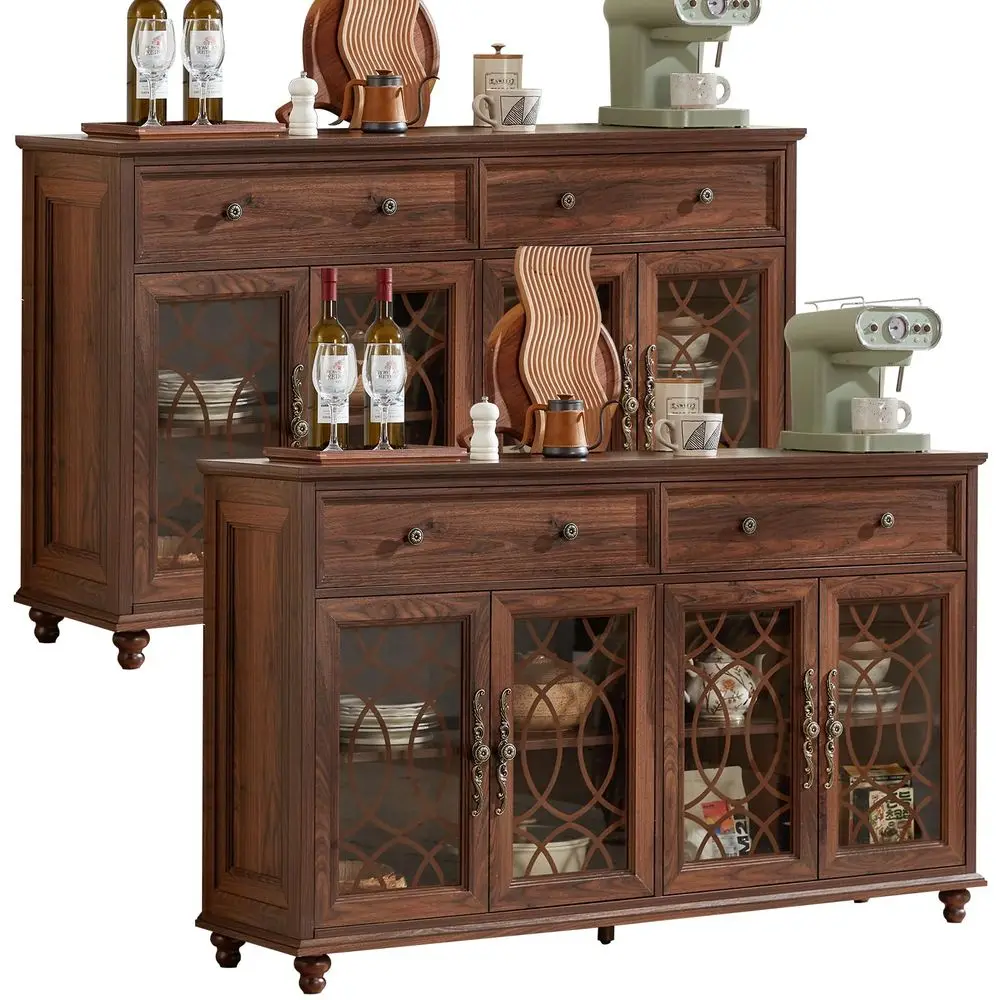 Farmhouse Sideboard Buffet Cabinet Set of 2 with Storage,59 Large Credenza with 4 Glass Door amp 2 Drawers,Adjustable Shelves C
Farmhouse Sideboard Buffet Cabinet Set of 2 with Storage,59 Large Credenza with 4 Glass Door amp 2 Drawers,Adjustable Shelves C