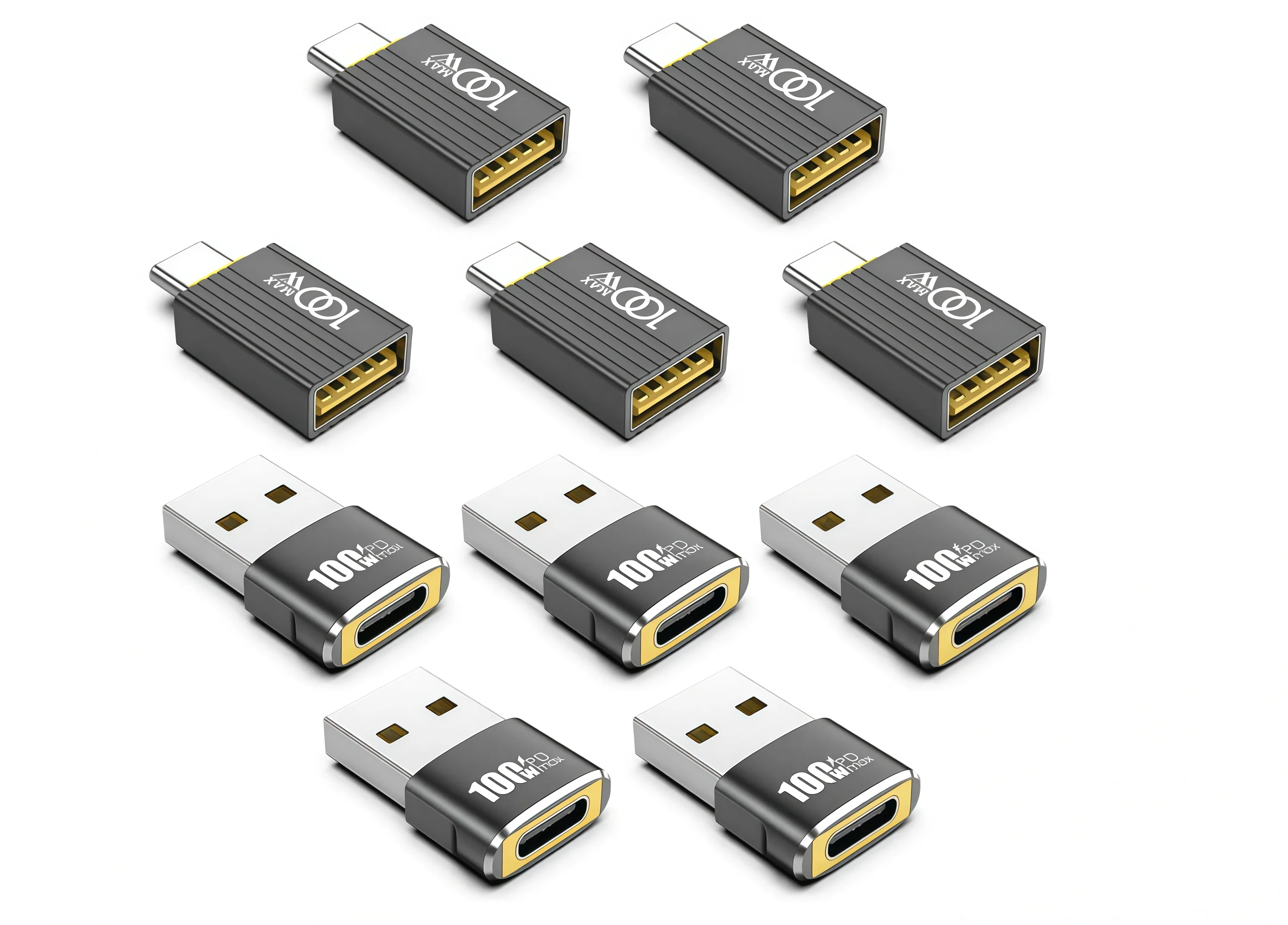 10-Pack Set of 100W USB to USB C Adapter - 5Pcs USBA Male to USBC Female Adapter 2.0 and 5Pcs Type C Male to A Female Adaptor 3.
10-Pack Set of 100W USB to USB C Adapter - 5Pcs USBA Male to USBC Female Adapter 2.0 and 5Pcs Type C Male to A Female Adaptor 3.
