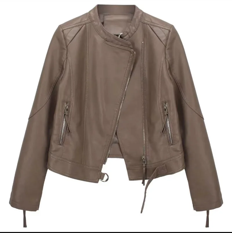 Stand-up Collar Short PU Leather Jacket Women's Metal Buckle Locomotive Slim-fit Leather Jacket
Stand-up Collar Short PU Leather Jacket Women's Metal Buckle Locomotive Slim-fit Leather Jacket