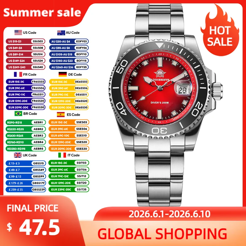 ADDIESDIVE AD2089 Watches For Men 41mm Fashion Color Rotatable Bezel 200m Waterproof Diver Watch BGW9 Luminous Reloj Hombre
ADDIESDIVE AD2089 Watches For Men 41mm Fashion Color Rotatable Bezel 200m Waterproof Diver Watch BGW9 Luminous Reloj Hombre