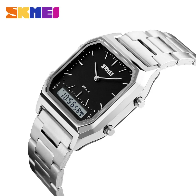 SKMEI Dual Time Спортивные цифровые часы Хронограф 3 бара Водонепроницаемые кварцевые наручные часы Модные повседневные часы-будильник для мужчин и женщин
SKMEI Dual Time Спортивные цифровые часы Хронограф 3 бара Водонепроницаемые кварцевые наручные часы Модные повседневные часы-будильник для мужчин и женщин