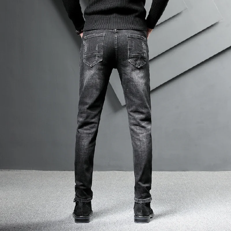 JXN839 High-grade black and grey washed and abraded white jeans men's Slim small feet elastic tide casual versatile trousers
JXN839 High-grade black and grey washed and abraded white jeans men's Slim small feet elastic tide casual versatile trousers