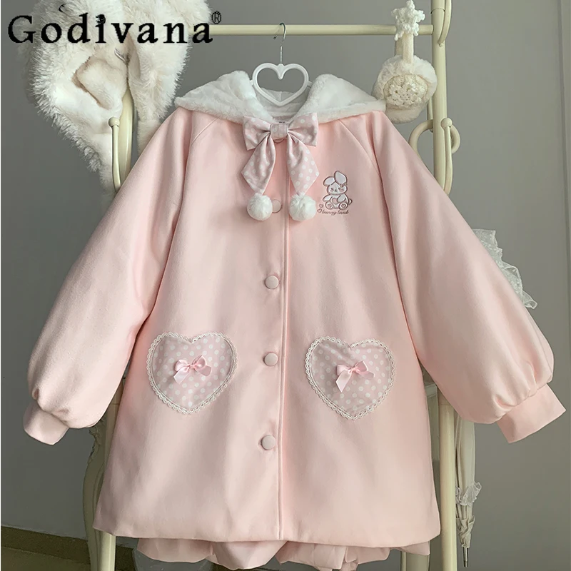 Original Japanese Kawaii Girls Woolen Coat Autumn Winter Women's Rabbit Ears Hooded Long Jackets Daughter Y2K Woolen Jackets
Original Japanese Kawaii Girls Woolen Coat Autumn Winter Women's Rabbit Ears Hooded Long Jackets Daughter Y2K Woolen Jackets