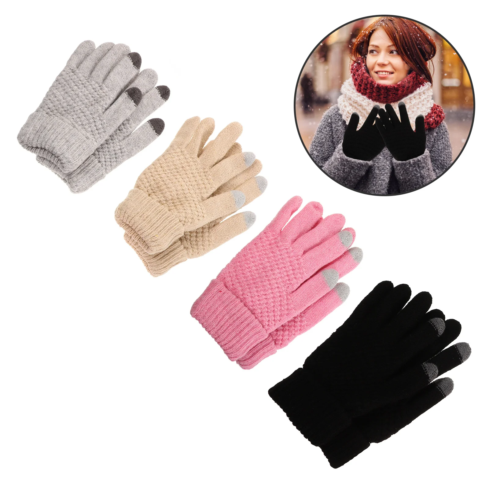 4pcs Warm Touchscreen Gloves For Winter Full Finger Thickened Knit Anti Slip Grip Cycling Driving Insulated Texting Gloves
4pcs Warm Touchscreen Gloves For Winter Full Finger Thickened Knit Anti Slip Grip Cycling Driving Insulated Texting Gloves