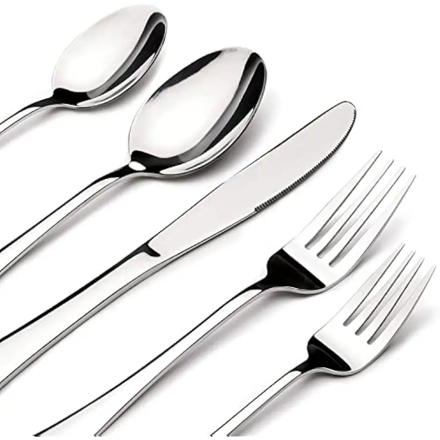60 Piece Silverware Set for 12, Heavy Duty Stainless Steel Flatware Utensils Cutlery Set Including Steak Knife Fork and Spoon, D
60 Piece Silverware Set for 12, Heavy Duty Stainless Steel Flatware Utensils Cutlery Set Including Steak Knife Fork and Spoon, D