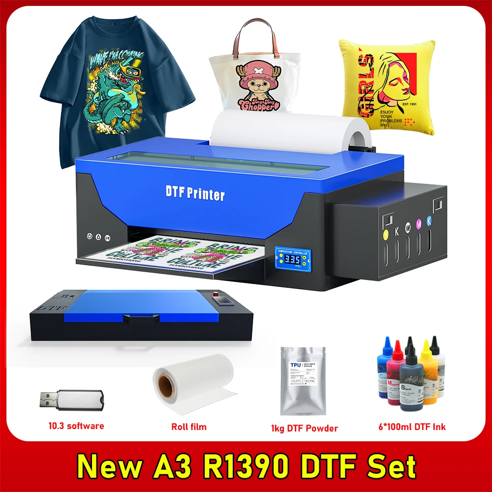 A3 DTF Printer with Oven Air Purifier for All Fabric Direct Transfer Film A3 DTF Printer R1390 DTF T Shirt Printing Machine
A3 DTF Printer with Oven Air Purifier for All Fabric Direct Transfer Film A3 DTF Printer R1390 DTF T Shirt Printing Machine