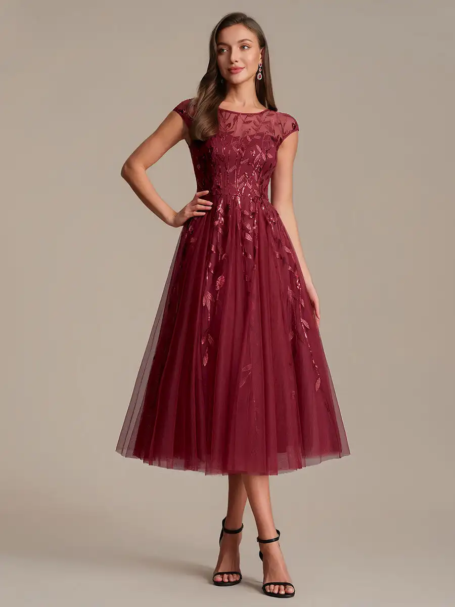 BAZIIINGAAA Evening Dress Round Neck Short Sleeve sequin See-through Patchwork A-Line Tea Length Wedding Guest Evening Dresses
BAZIIINGAAA Evening Dress Round Neck Short Sleeve sequin See-through Patchwork A-Line Tea Length Wedding Guest Evening Dresses
