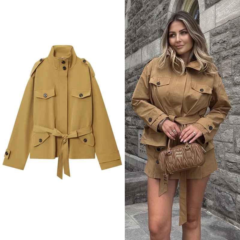 Khaki Women's Windbreaker Women's Trench Coat 2025 Autumn Women's Short Coat Long Sleeve Elegant Women's Coats Tops For Female
Khaki Women's Windbreaker Women's Trench Coat 2025 Autumn Women's Short Coat Long Sleeve Elegant Women's Coats Tops For Female
