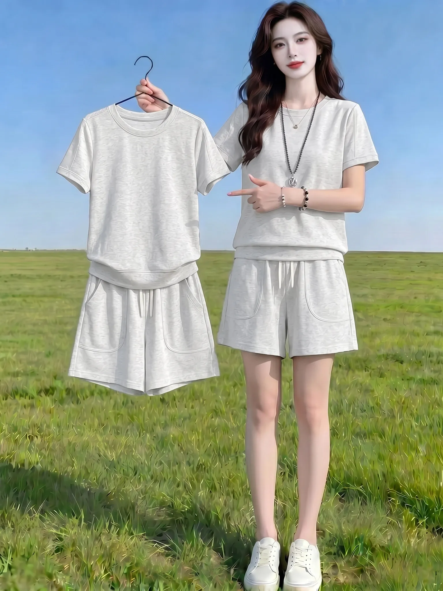 Casual Loose Slimming Wide Leg Short Pants Set Summer 2026 Trendy Women's Commute Versatile Short Sleeve T-Shirt Fashion Set
Casual Loose Slimming Wide Leg Short Pants Set Summer 2026 Trendy Women's Commute Versatile Short Sleeve T-Shirt Fashion Set