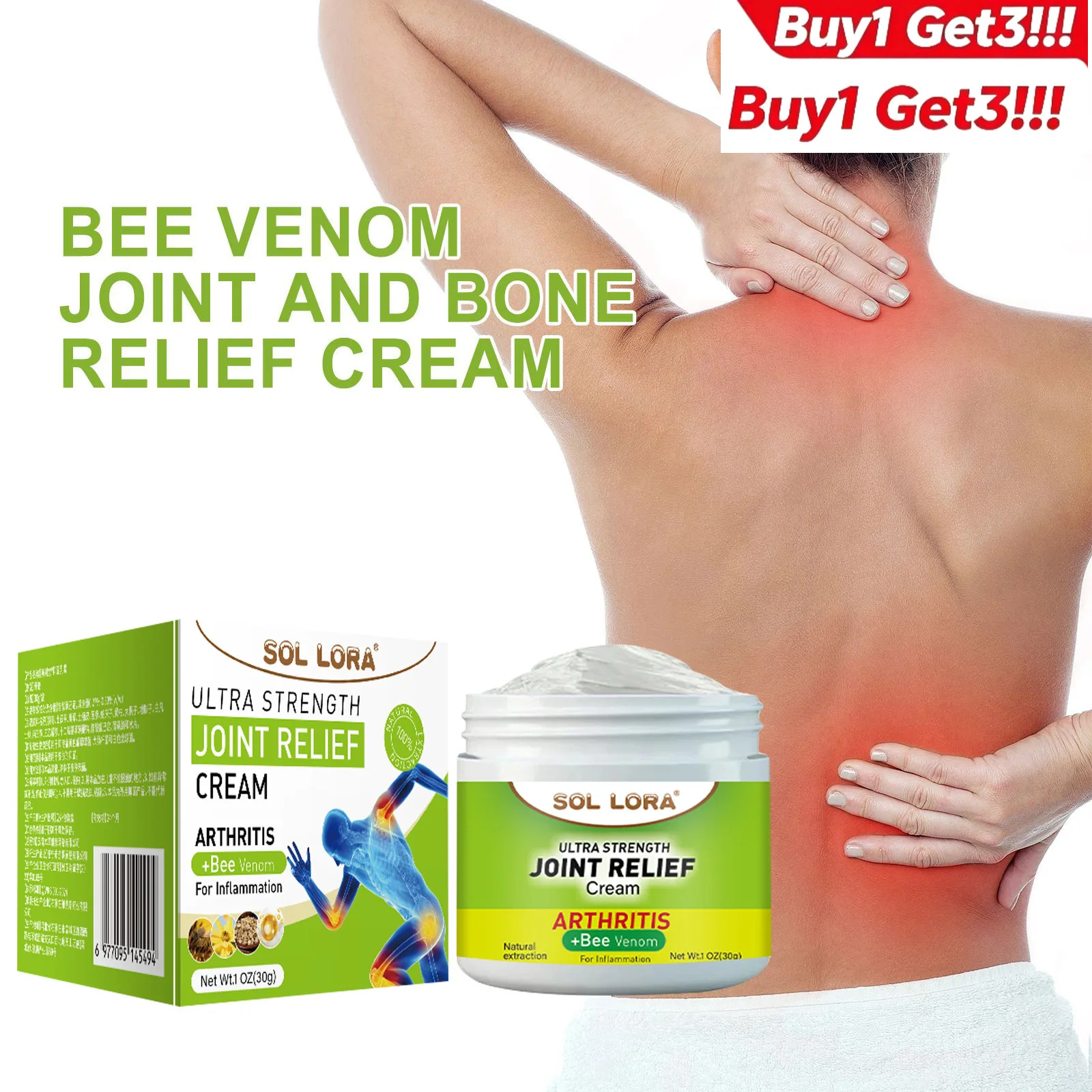 Buy 1 Get 3 Mild Bee Venom Cream Gentle Soothing Care for Joints Shoulders Waist Neck External Massage Balm
Buy 1 Get 3 Mild Bee Venom Cream Gentle Soothing Care for Joints Shoulders Waist Neck External Massage Balm