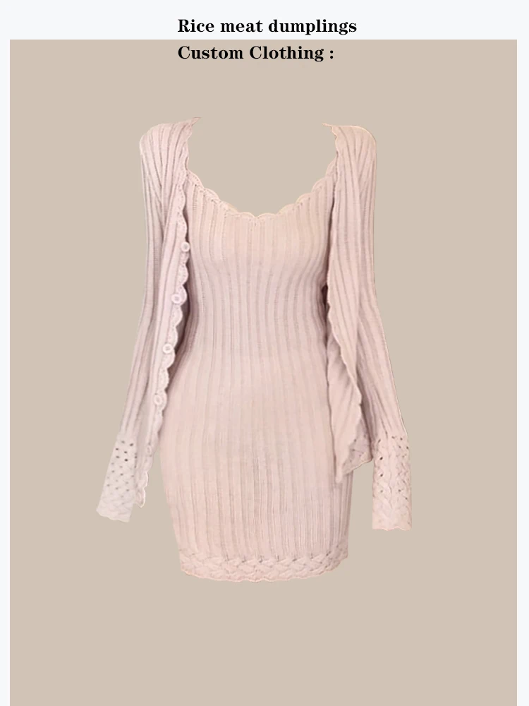 Pink V-neck Knitted Dress And Cardigan Set Women's Fashion Autumn Winter Clothes Gentle Style Long Sleeve Slim Fit Suit
Pink V-neck Knitted Dress And Cardigan Set Women's Fashion Autumn Winter Clothes Gentle Style Long Sleeve Slim Fit Suit