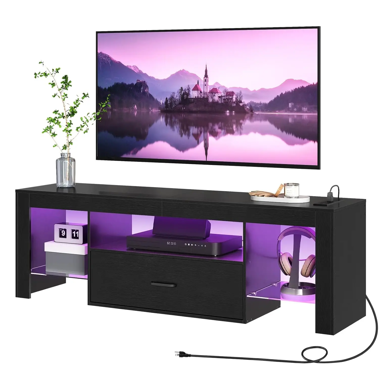 LED TV Stand with Power Outlets to 65 inch TV, Gaming Entertainment Center with Glass Shelves and Large Drawer, Customized
LED TV Stand with Power Outlets to 65 inch TV, Gaming Entertainment Center with Glass Shelves and Large Drawer, Customized