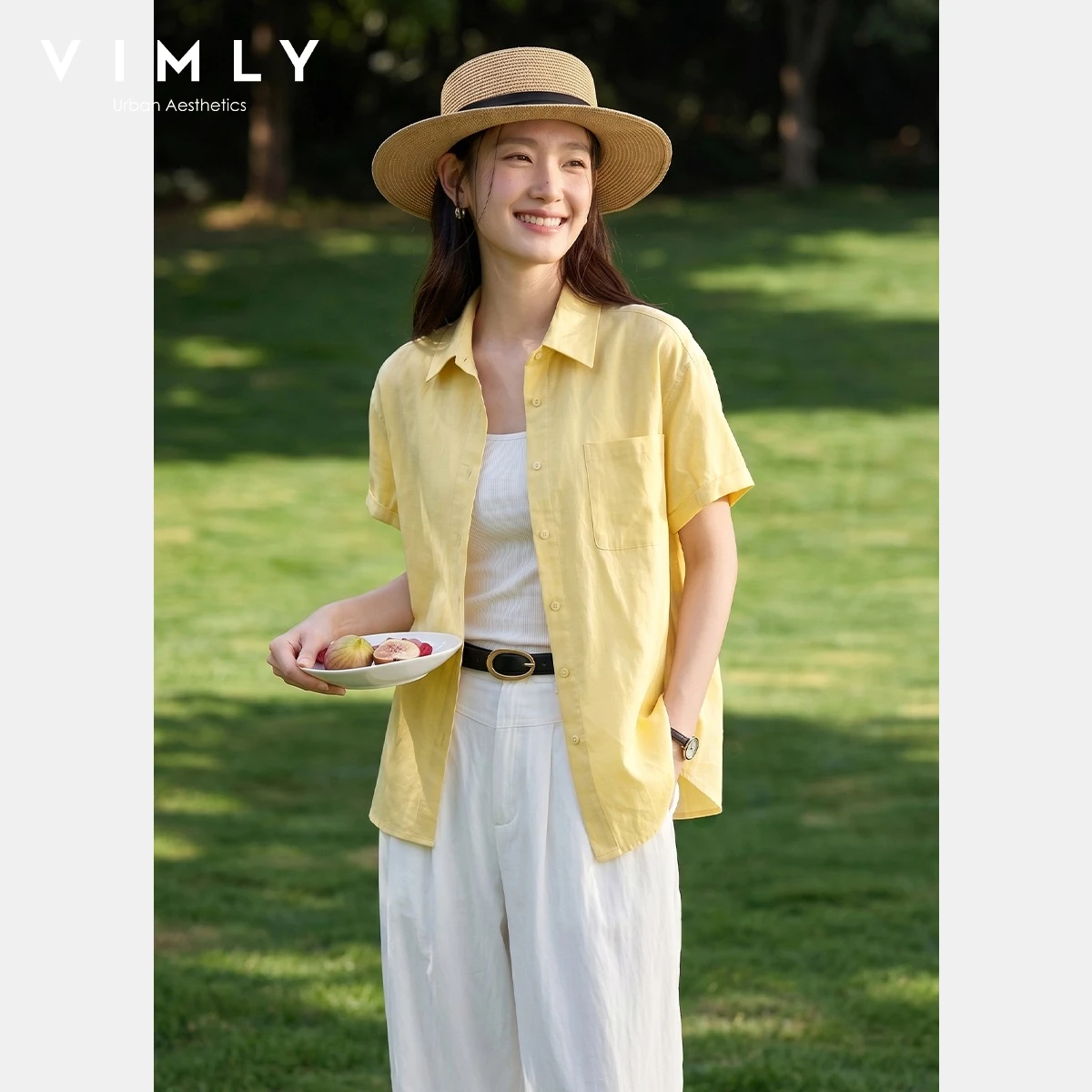 VIMLY Women's Lyocell Commuter Style Yellow Short Sleeve Shirt 2026 New Loose Casual Thin Shirt Female Summer Clothes A6839
VIMLY Women's Lyocell Commuter Style Yellow Short Sleeve Shirt 2026 New Loose Casual Thin Shirt Female Summer Clothes A6839