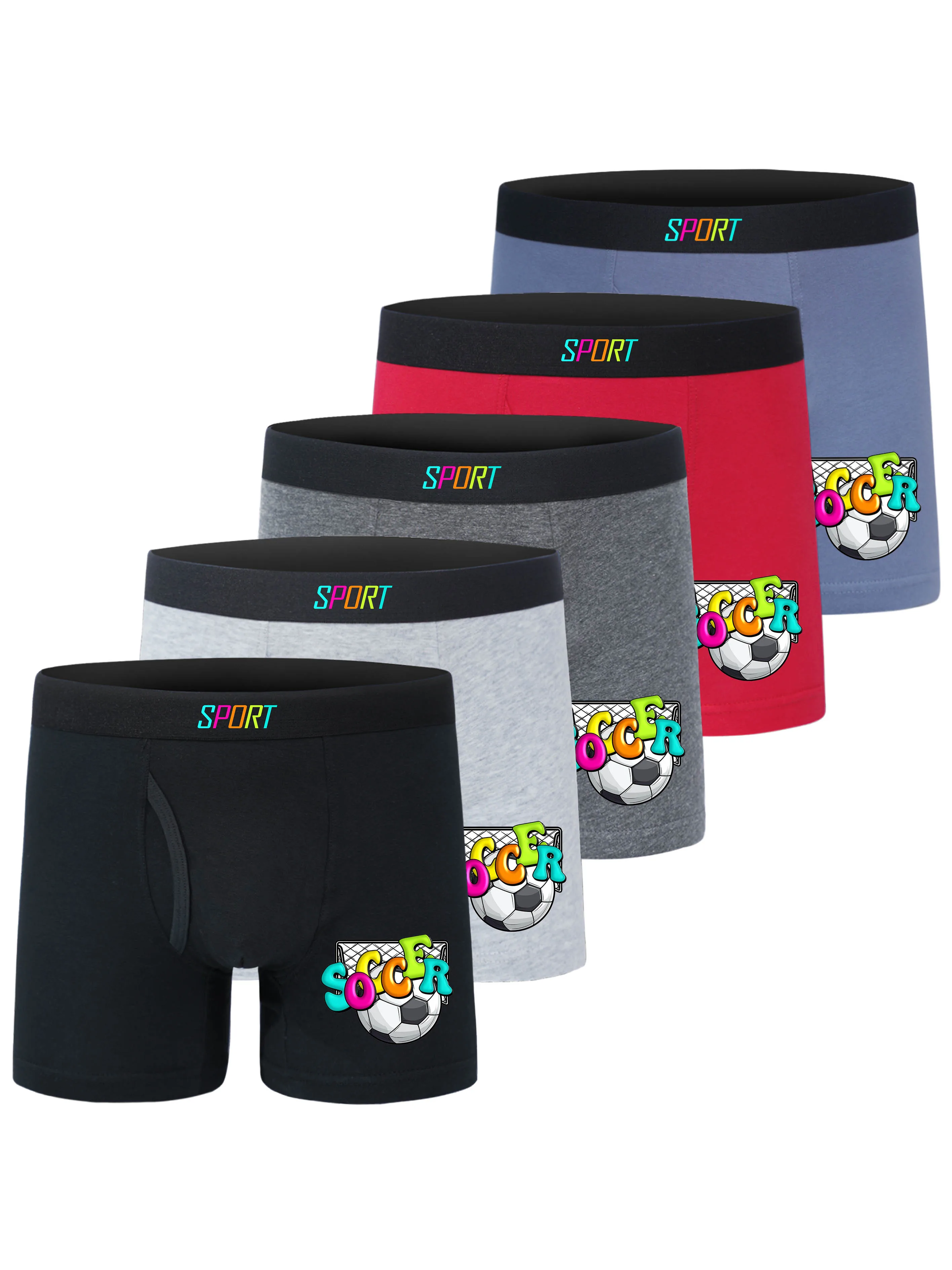 5PCS Boys' Boxer Briefs 95% Cotton 5% Elastane Comfort Fit Soccer Sport Print Children's Underwear
5PCS Boys' Boxer Briefs 95% Cotton 5% Elastane Comfort Fit Soccer Sport Print Children's Underwear