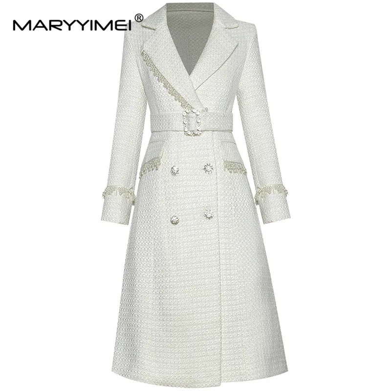 MARYYIMEI Fashion Windbreaker Overcoat Autumn Winter Women Long sleeve Beaded Crystal Double breasted Windbreaker Overcoat
MARYYIMEI Fashion Windbreaker Overcoat Autumn Winter Women Long sleeve Beaded Crystal Double breasted Windbreaker Overcoat