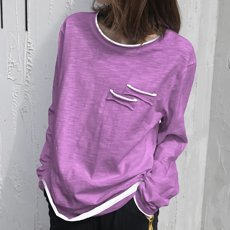 Cotton 100% Pocket Women T-Shirts Summer Vintage 2022 Solid O-Neck Long-Sleeved Casual Female Pulls Tops Tees Oversized 2XL
Cotton 100% Pocket Women T-Shirts Summer Vintage 2022 Solid O-Neck Long-Sleeved Casual Female Pulls Tops Tees Oversized 2XL