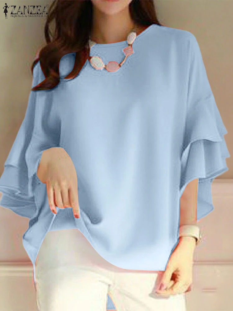 2025 ZANZEA Fashion Blouse Summer Women Flare Sleeve Casual Tops Loose Ruffled Shirts Solid Color Elegant OL Blusas Femininas
2025 ZANZEA Fashion Blouse Summer Women Flare Sleeve Casual Tops Loose Ruffled Shirts Solid Color Elegant OL Blusas Femininas