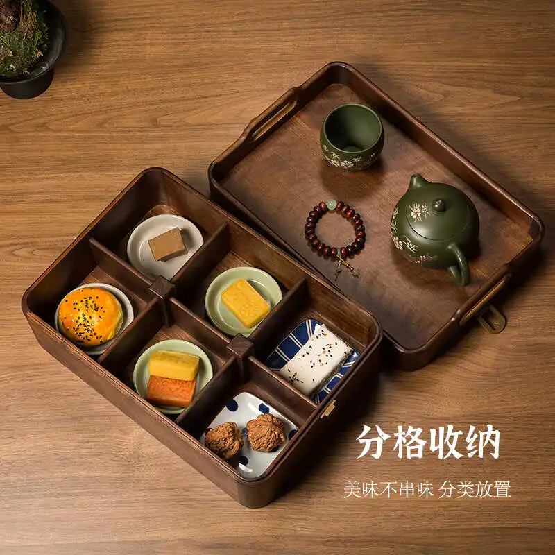 Black walnut solid wood dried fruit box New Chinese nut candy storage box Home living room Multi-layer snack grid tray
Black walnut solid wood dried fruit box New Chinese nut candy storage box Home living room Multi-layer snack grid tray