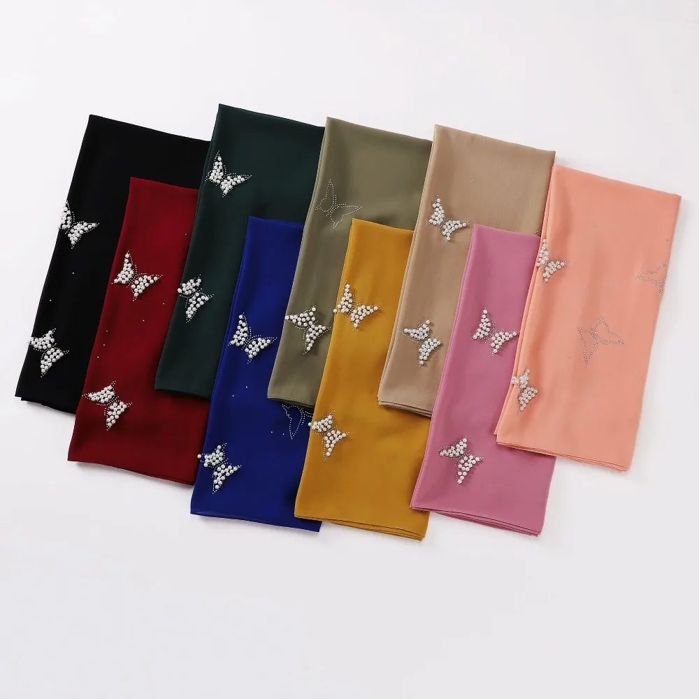Solid Color Pearl Silk Headscarf Islamic Clothing Turbans Sweet Butterfly Chiffon Scarf Malaysia Scarf Satin Hijab For Women
Solid Color Pearl Silk Headscarf Islamic Clothing Turbans Sweet Butterfly Chiffon Scarf Malaysia Scarf Satin Hijab For Women