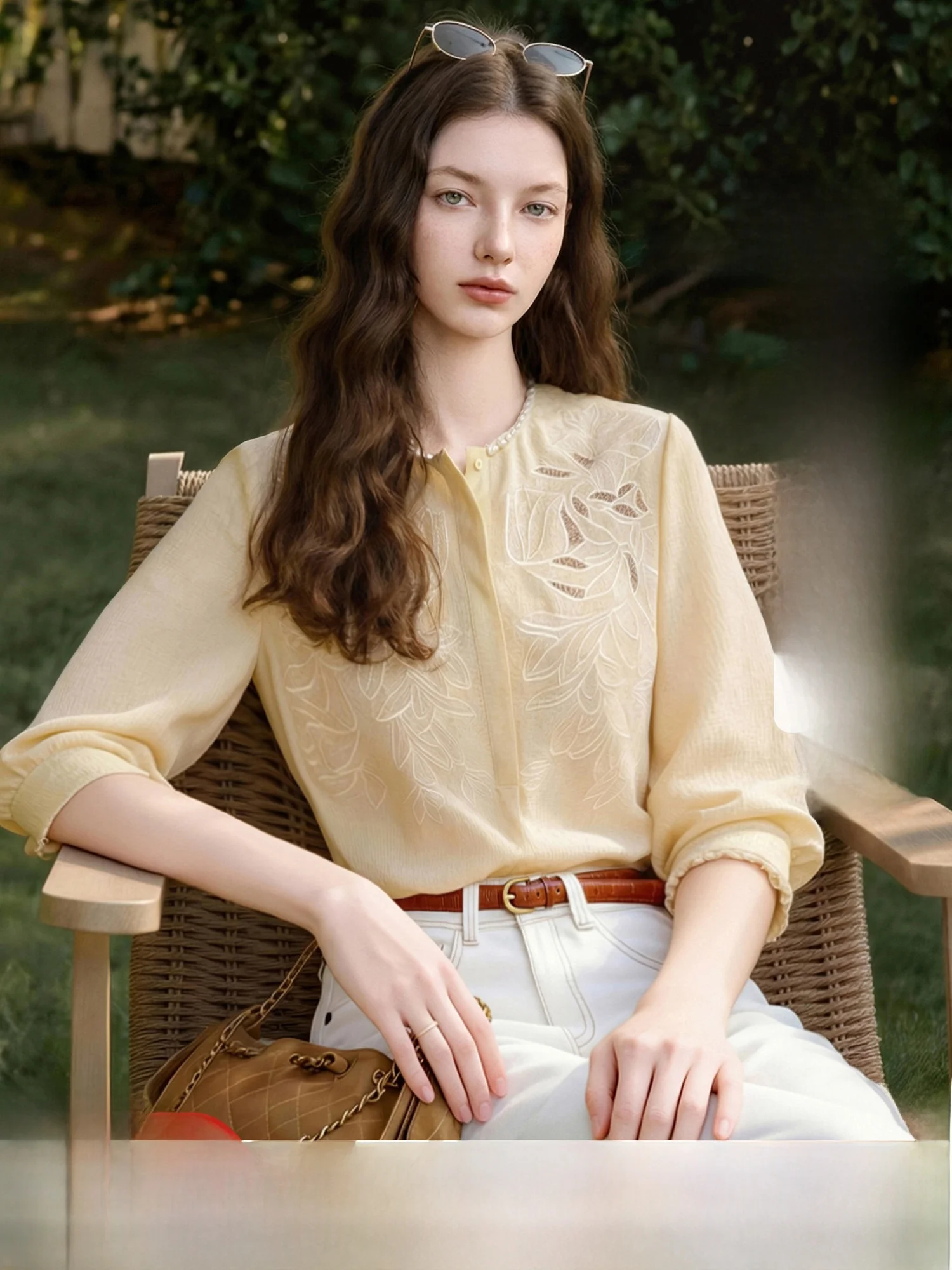 Шелковая блузка Spring Island Flower Mage 4 Momme, 100% шелк, с ажурной вышивкой, французский стиль, свободный крой, длинный рукав, круглый вырез...
Шелковая блузка Spring Island Flower Mage 4 Momme, 100% шелк, с ажурной вышивкой, французский стиль, свободный крой, длинный рукав, круглый вырез...