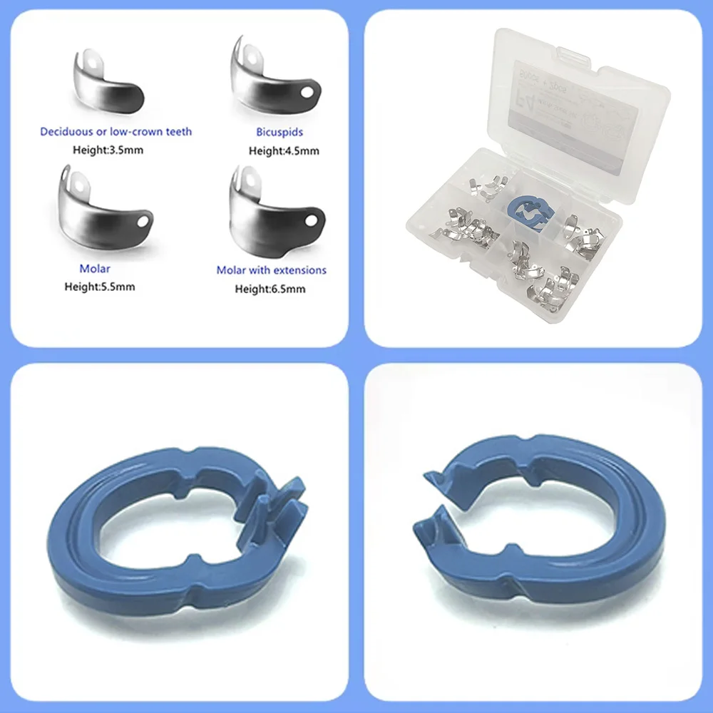 50-компонентные стоматологические металлические матричные ленты с 2 смоляными зажимами, секционный комплект для реставрации наполнения композитной смолой
50-компонентные стоматологические металлические матричные ленты с 2 смоляными зажимами, секционный комплект для реставрации наполнения композитной смолой