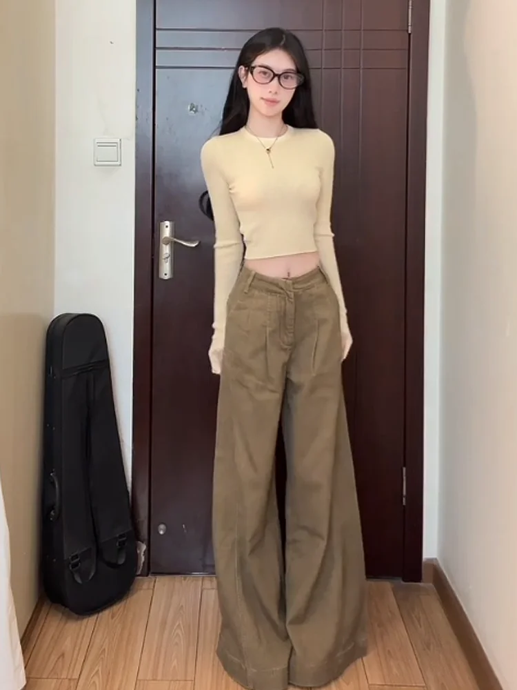 High Waist Wide Leg Denim Jeans Women's Spring Summer New Loose Slimming Drapey Straight Leg Pants Khaki Color Design Sense
High Waist Wide Leg Denim Jeans Women's Spring Summer New Loose Slimming Drapey Straight Leg Pants Khaki Color Design Sense