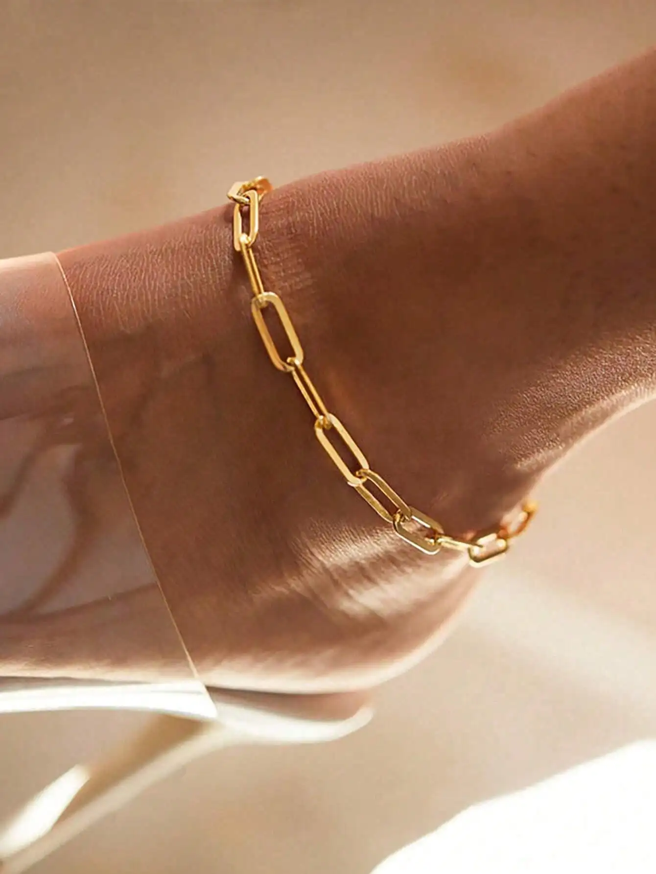 1pc Women's Fashion Chain Gold Anklet Suitable For Women's Work And Daily Long-Term Wear
1pc Women's Fashion Chain Gold Anklet Suitable For Women's Work And Daily Long-Term Wear