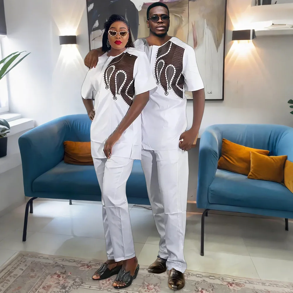 Embroidery Crew Neck Short Sleeve African Large Size Women's Clothing Short Sleeve + Trousers Two-piece Couple Clothing
Embroidery Crew Neck Short Sleeve African Large Size Women's Clothing Short Sleeve + Trousers Two-piece Couple Clothing