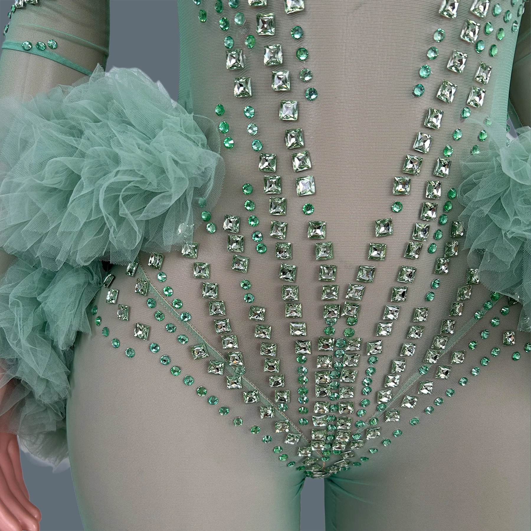 Sparkly Rhinestone See Through Mesh Tight Fitting Jumpsuit Sexy Green Bar Women Tulle Puff Sleeve Show Party Club Outfit Zhusun
Sparkly Rhinestone See Through Mesh Tight Fitting Jumpsuit Sexy Green Bar Women Tulle Puff Sleeve Show Party Club Outfit Zhusun