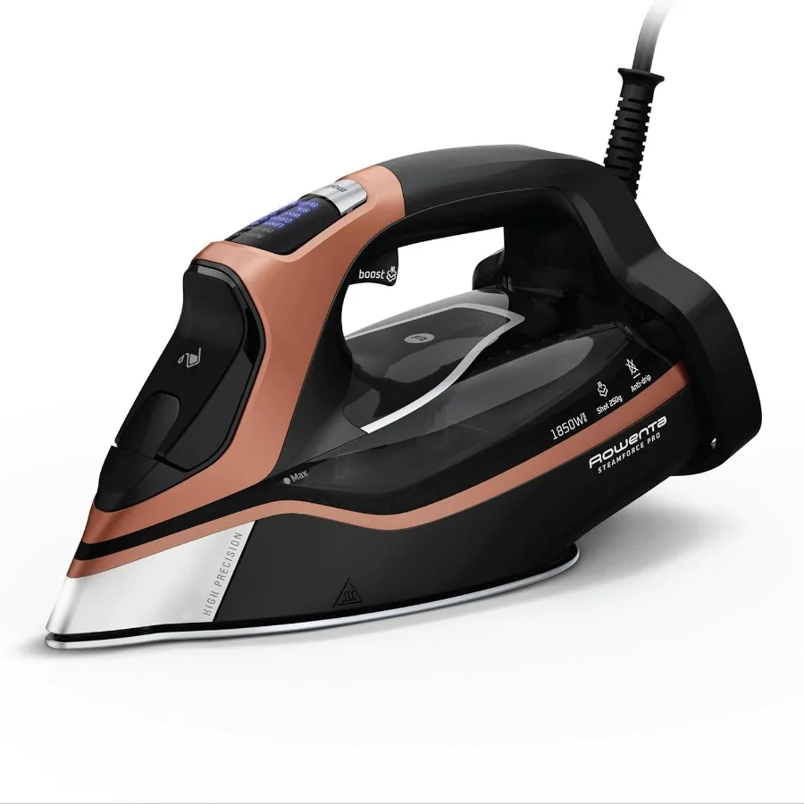 High-Efficiency Handheld Steam Iron with 1850 Watts Power 5 Smart Presets on Advanced Screen Stainless Steel Soleplate for Prof
High-Efficiency Handheld Steam Iron with 1850 Watts Power 5 Smart Presets on Advanced Screen Stainless Steel Soleplate for Prof