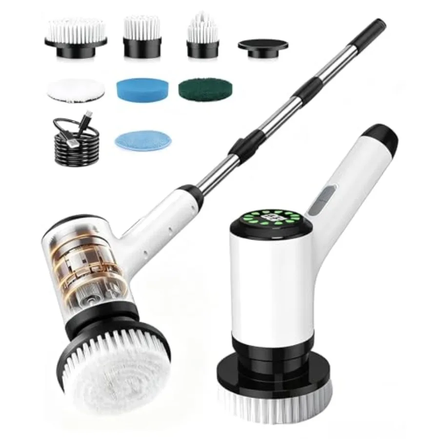 Electric Spin Scrubber Cordless Cleaning Brush with 7 Replaceable Brush Heads 2-Speed Adjustable Handle Shower Scrubber IPX7 Wa
Electric Spin Scrubber Cordless Cleaning Brush with 7 Replaceable Brush Heads 2-Speed Adjustable Handle Shower Scrubber IPX7 Wa