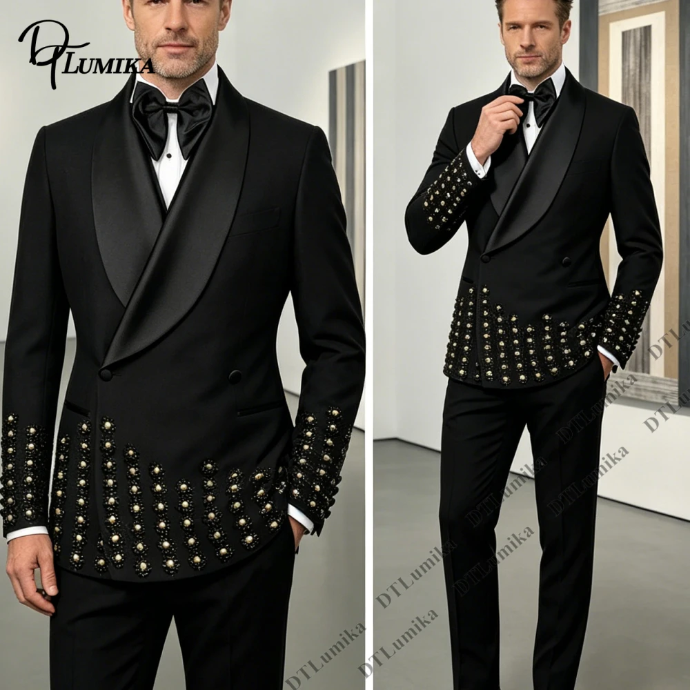 Made-to-Order Black-Tie Party Tuxedo with Beads, Slim Fitting Double Breasted Suit Jacket with Black Pants Luxury Groom Suits
Made-to-Order Black-Tie Party Tuxedo with Beads, Slim Fitting Double Breasted Suit Jacket with Black Pants Luxury Groom Suits