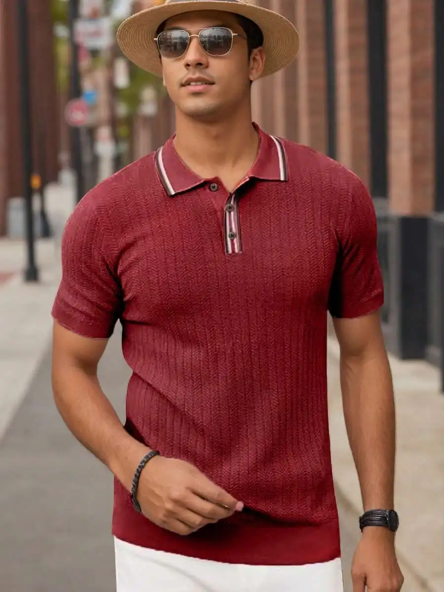 Mens Knitted Short Sleeve Shirt Textured Casual Golf Top
Mens Knitted Short Sleeve Shirt Textured Casual Golf Top