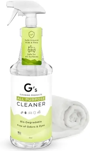 G's Cleaning Biodegradable All-Purpose Cleaner – 32 oz Non-Toxic Spray for Kitchen, Floors, Surfaces & More
G's Cleaning Biodegradable All-Purpose Cleaner – 32 oz Non-Toxic Spray for Kitchen, Floors, Surfaces & More