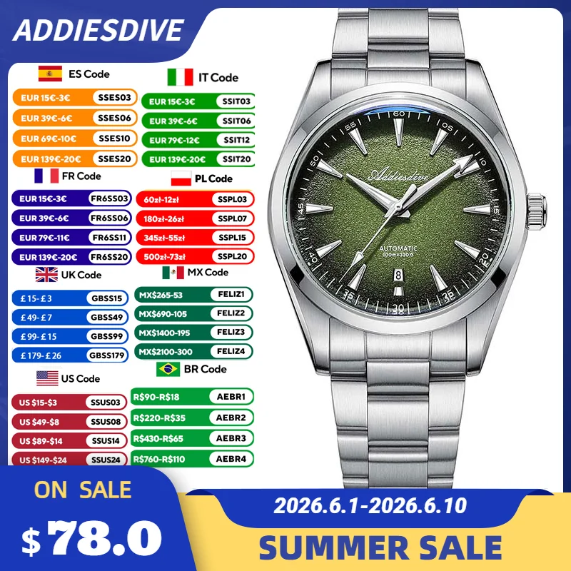 ADDIESDIVE Mechanical Watches reloj hombre Gradient Blue Dress Automatic Watch Waterproof 10Bar Bubble Mirror Glass Watch
ADDIESDIVE Mechanical Watches reloj hombre Gradient Blue Dress Automatic Watch Waterproof 10Bar Bubble Mirror Glass Watch