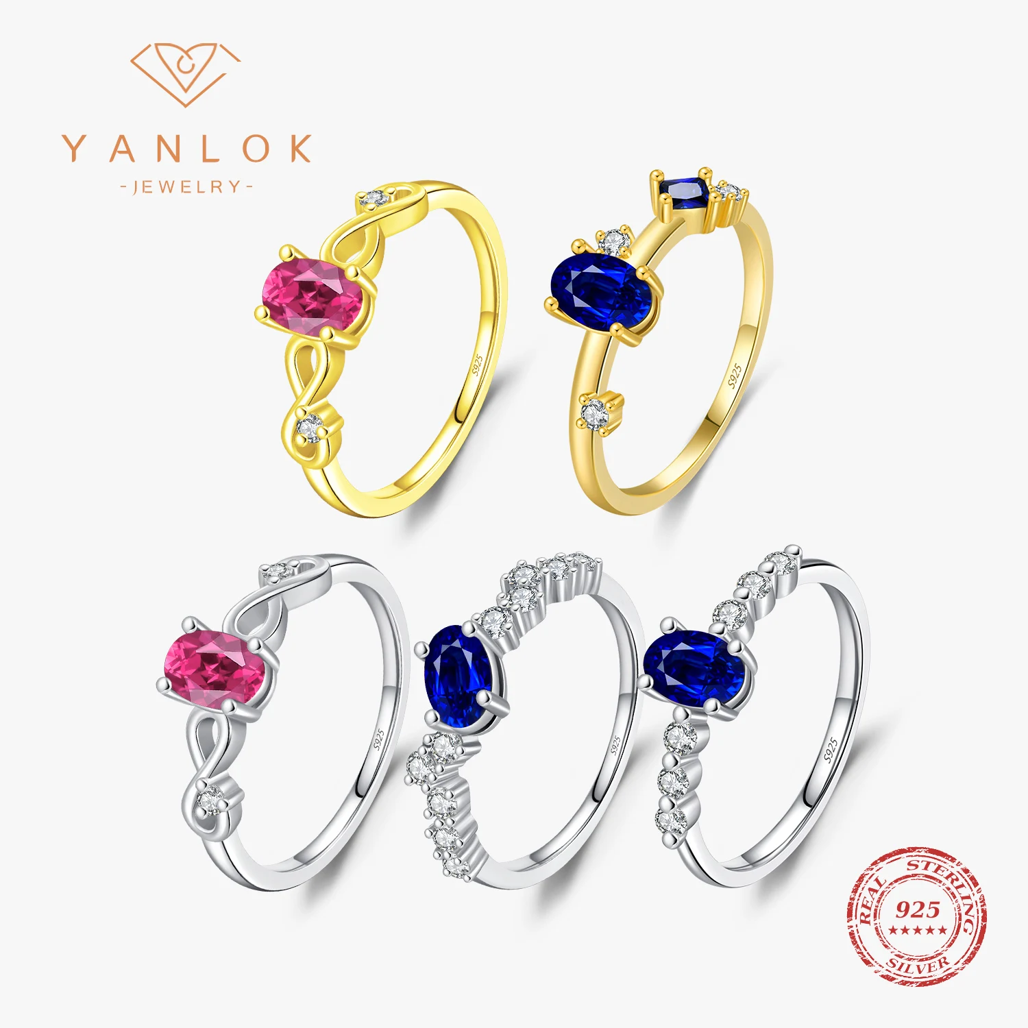 YANLOK Infinite Love Red & Royal Blue Rings 925 Sterling Silver Elegant Oval Zircon Finger Rings For Women Fine Jewelry
YANLOK Infinite Love Red & Royal Blue Rings 925 Sterling Silver Elegant Oval Zircon Finger Rings For Women Fine Jewelry