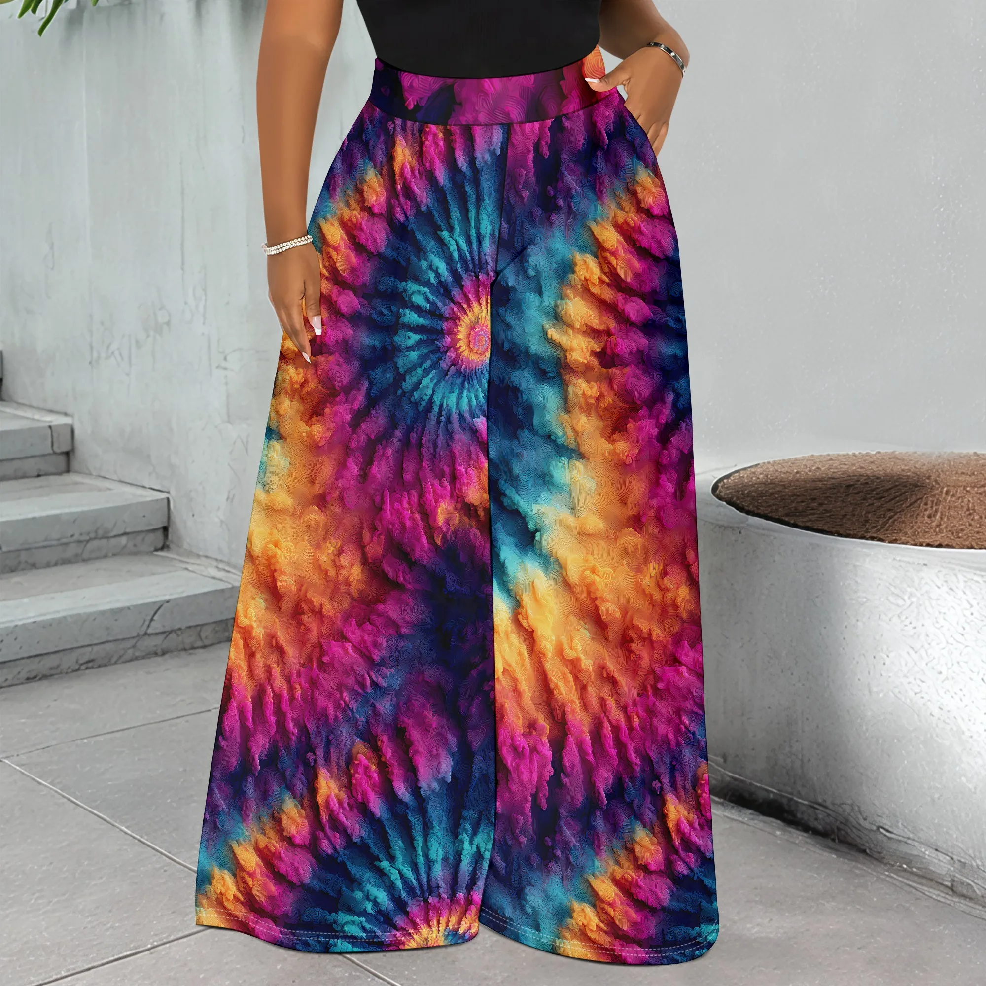 Tie Dye, Wide Leg Pants, Colorful Spiral Print, Loose Fit Trousers, Casual Summer Wear, Pockets, S-2XL
Tie Dye, Wide Leg Pants, Colorful Spiral Print, Loose Fit Trousers, Casual Summer Wear, Pockets, S-2XL