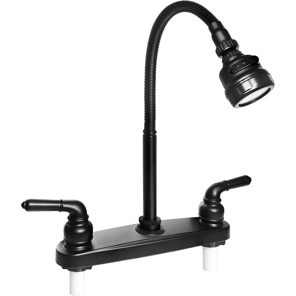 8-inch Dual-Handle RV Kitchen Sink Faucet with Flexible Swivel Sprayer for Motorhomes and Travel Trailers
8-inch Dual-Handle RV Kitchen Sink Faucet with Flexible Swivel Sprayer for Motorhomes and Travel Trailers