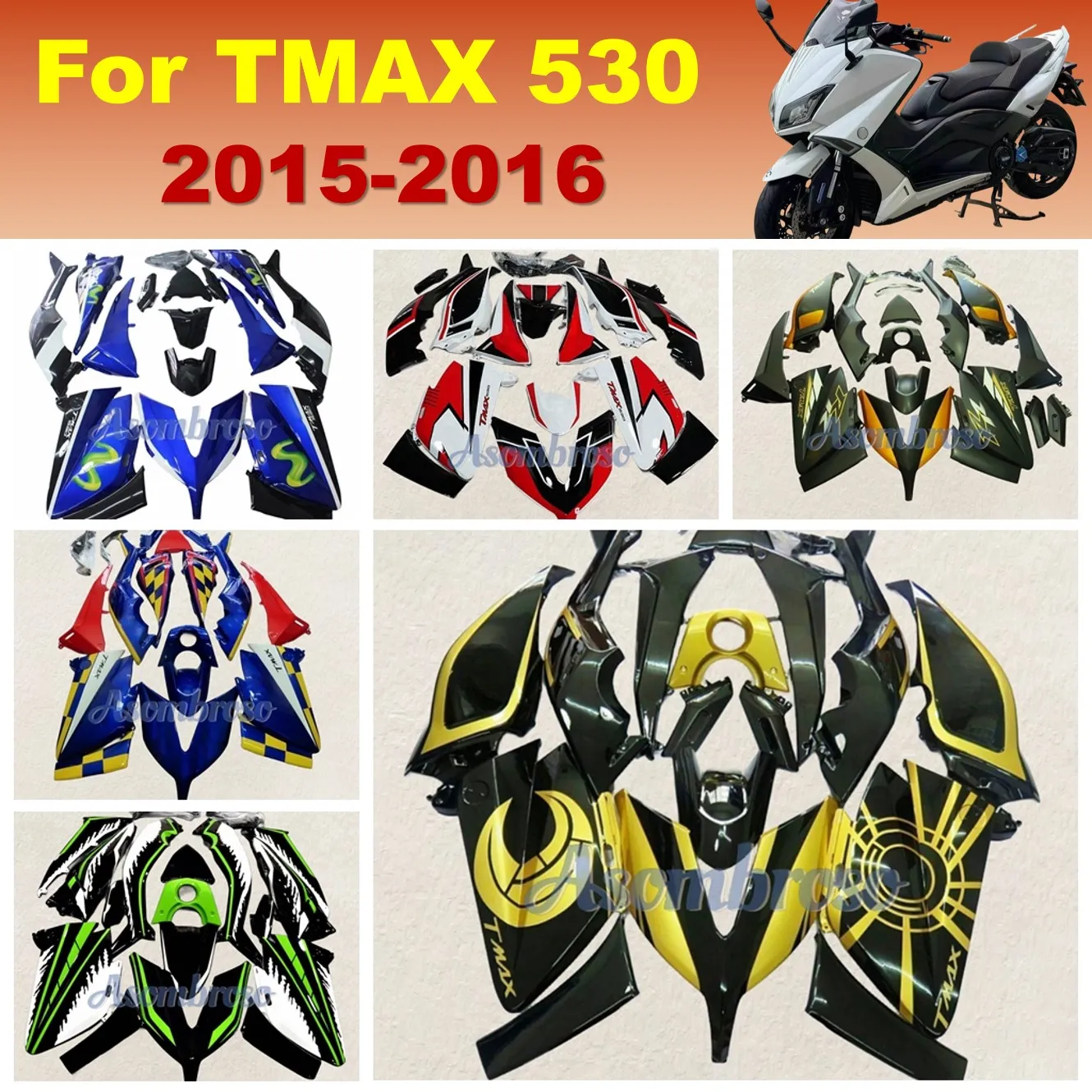 Injection molde Fairing kit for Yamaha TMAX530 2015 2016 TMAX 530 T-MAX530 motorcycle fairings set bodywork
Injection molde Fairing kit for Yamaha TMAX530 2015 2016 TMAX 530 T-MAX530 motorcycle fairings set bodywork