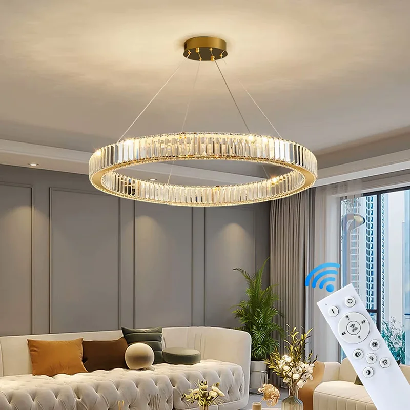Modern Ring Lustre Gold Crystal Chandelier Dimmable LED Pendant Lights for Villa Living Dining Room Bedroom Decorative Ligting
Modern Ring Lustre Gold Crystal Chandelier Dimmable LED Pendant Lights for Villa Living Dining Room Bedroom Decorative Ligting