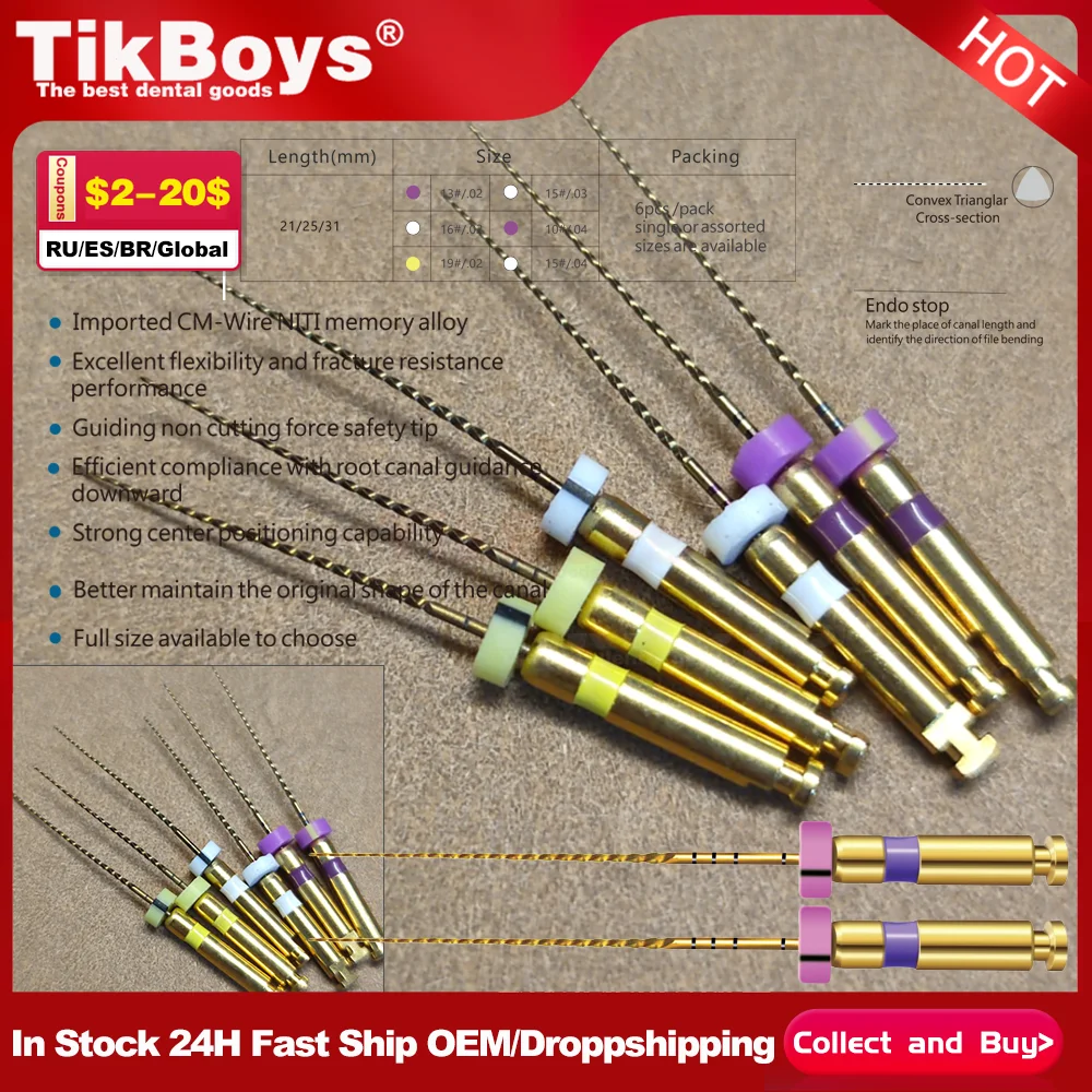 6pcsTeeth Whitening Dental Niti Path Glide Files Instrument Endo Rotary Endodontic File 12#13#16#Endo Motor Files Dentistry 25MM
6pcsTeeth Whitening Dental Niti Path Glide Files Instrument Endo Rotary Endodontic File 12#13#16#Endo Motor Files Dentistry 25MM