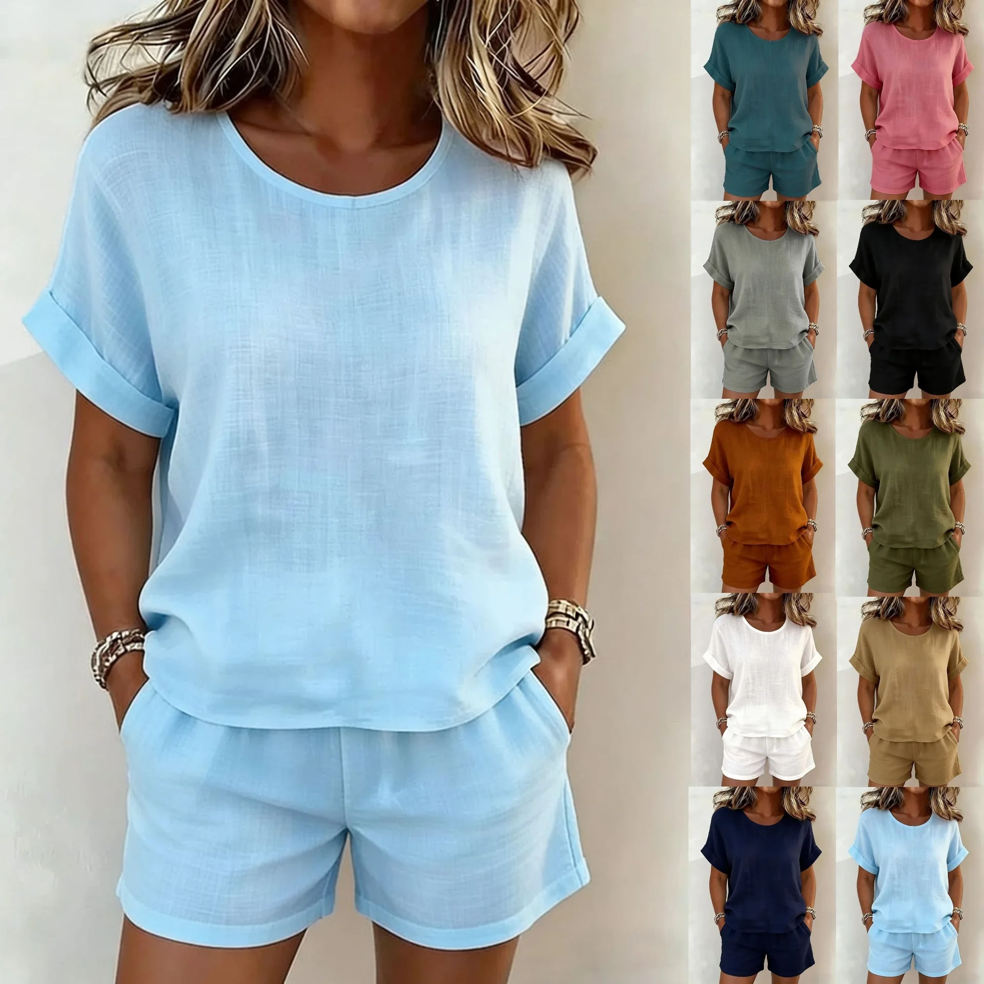 Solid Color Casual Loose Short Pants Sets For Women 2026 Elegant Summer Women's Two Pieces Suit Full Set Female Outfit Clothes
Solid Color Casual Loose Short Pants Sets For Women 2026 Elegant Summer Women's Two Pieces Suit Full Set Female Outfit Clothes