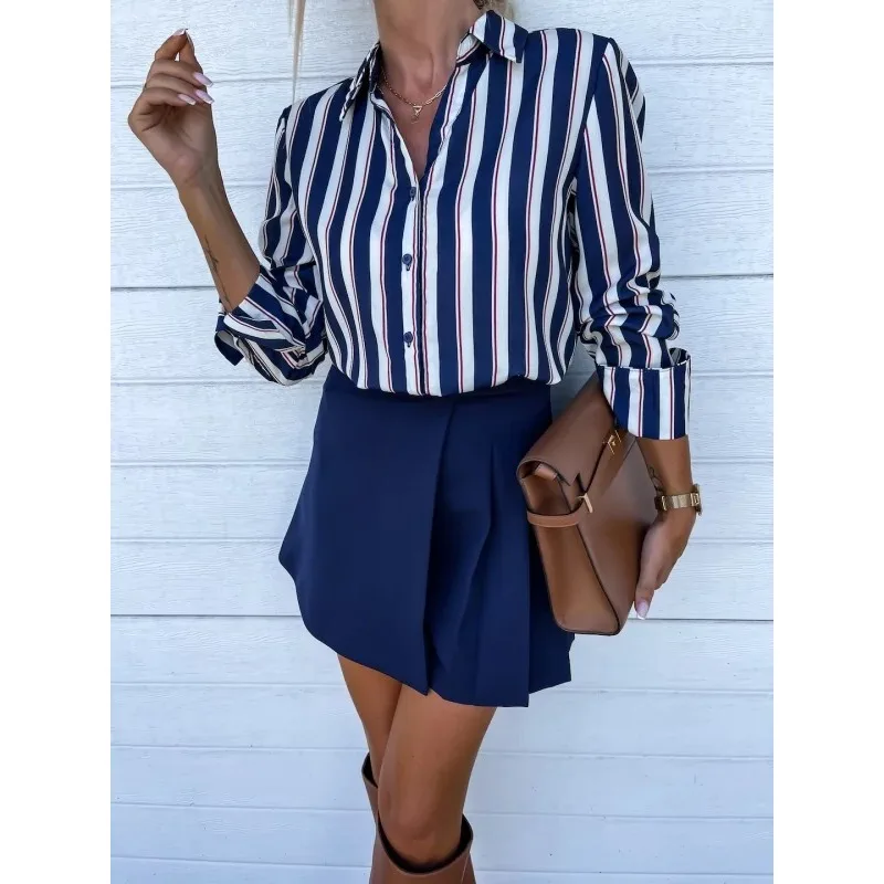 Autumn Winter Long Sleeve Turn Down Collar Single Breasted Button T-shirt Elegant Stripe Shirt Top for Women Y2K INS Clothes
Autumn Winter Long Sleeve Turn Down Collar Single Breasted Button T-shirt Elegant Stripe Shirt Top for Women Y2K INS Clothes